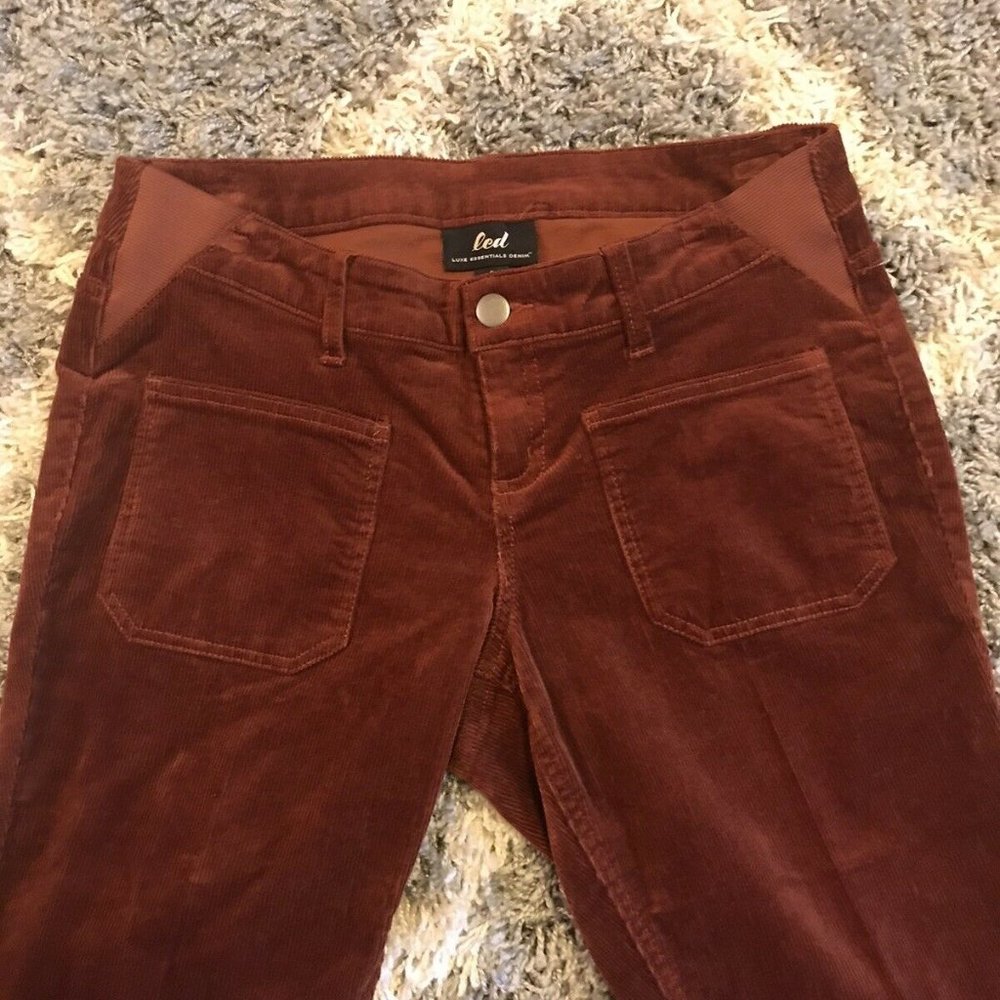 Led Luxe Essentials Maternity Brown Corduroy Pants - image 6